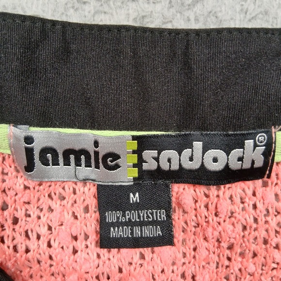 Jamie Sadock Sleeveless Golf Top Women's M Coral Black Textured V-Neck - Picture 4 of 8